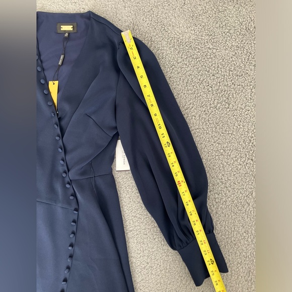 Alexia Admor New York Arya Arya Button Front Navy Blue Wrap Dress Size 12 NWT - Picture 9 of 9